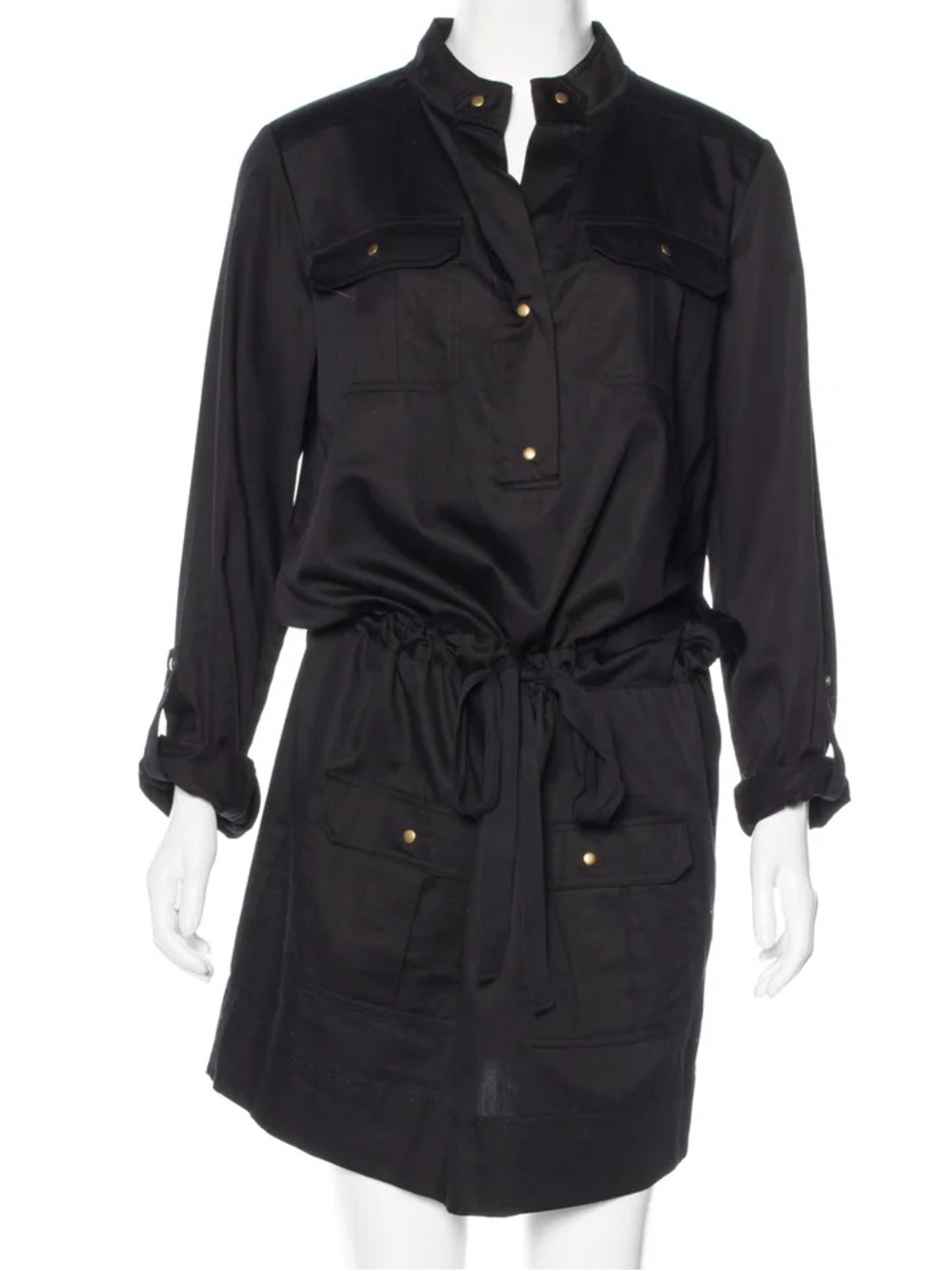 Diane Von Furstenberg DVF Black Selma Cargo Cotton Mini Dress Size 0